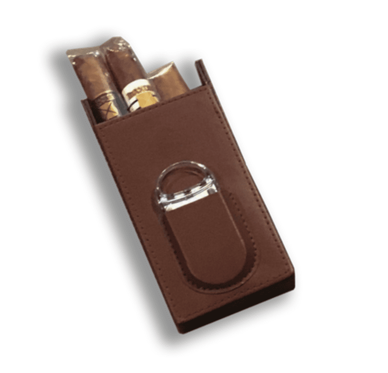 Leather Pouch with 3 Cigars